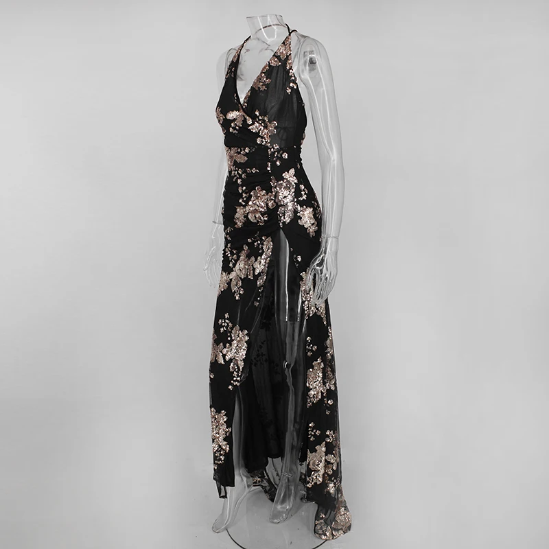 Joyfunear Elegant sequin tassel maxi mermaid dress Women evening party summer dress sexy backless mesh long dress vestidos