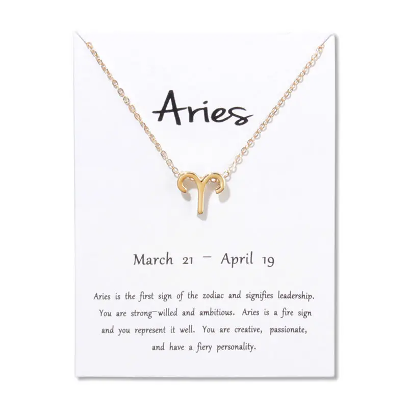

Virgo Aries Message Card 12 Constellations Necklace Woman Jewelry 12 Zodiac Pendant Necklace Birthday Valentine's Day Gifts