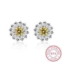 new design wedding jewelry luxury clear aaa austrian zirconia earring elegant 925 sterling silver flower stud earrings for women
