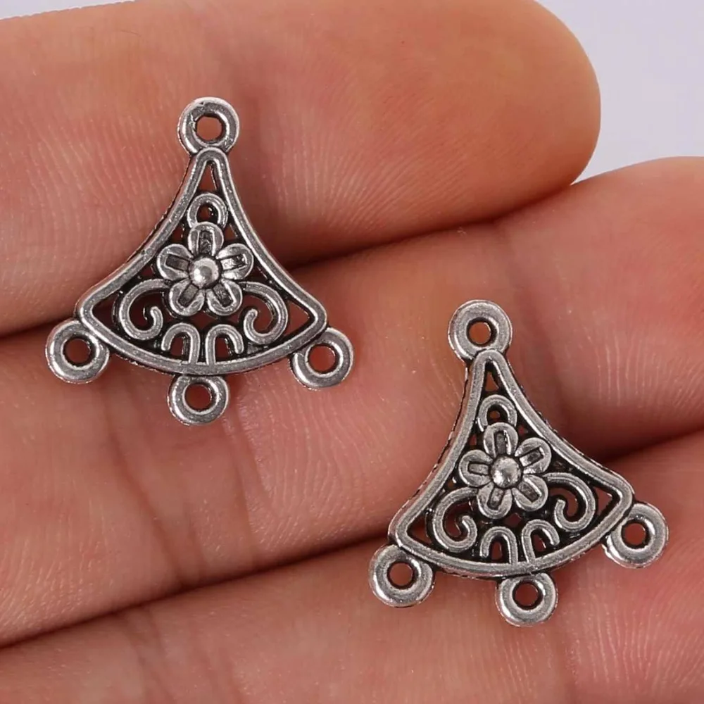 11 шт. 20х18 мм античные посеребренные сплавы полый цветок металлическая