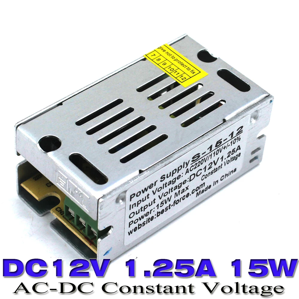 Высокое качество 12В DC15W переключатель источник питания 1.25A светодиодный драйвер