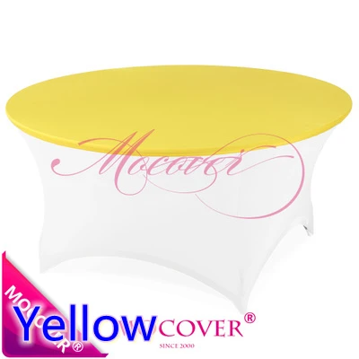 

Yellow Colour Wedding Spandex Table Cloth Lycra Top Cover For Round Tables Decoration Decor Hotel Banquet Party Wholesale