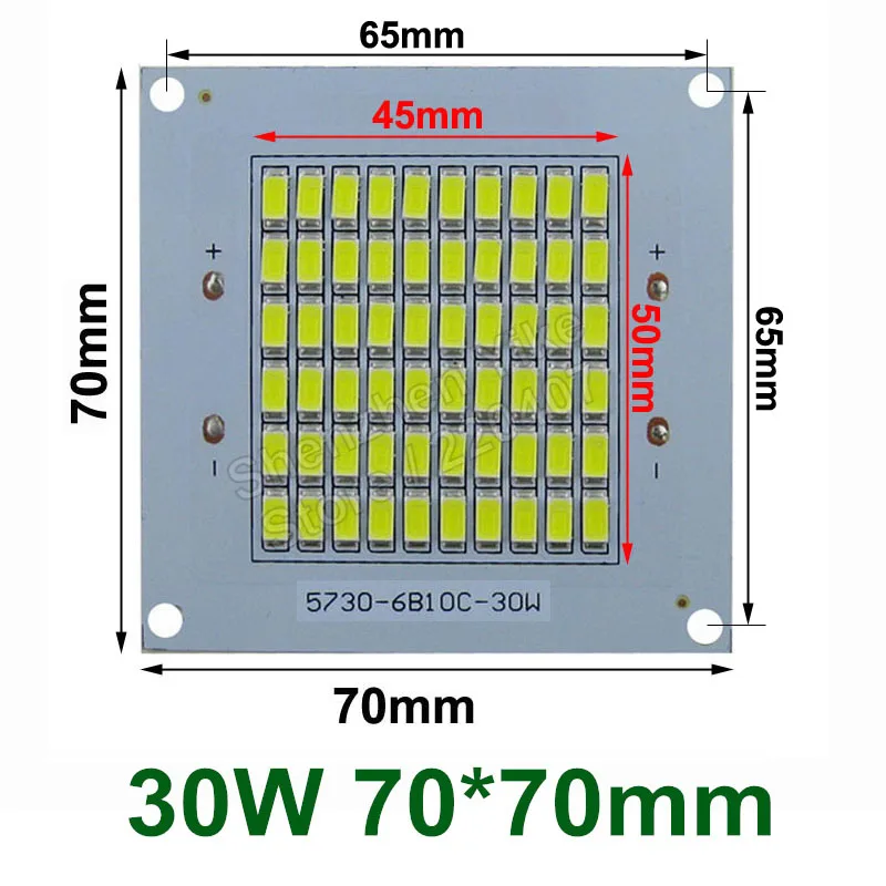 1 шт. Полный мощный светодиодный прожектор PCB 10 Вт 20 Вт 30 Вт 50 Вт 70 Вт 100 Вт 150 Вт 200 Вт SMD5730 СВЕТОДИОДНЫЙ печатной платы, алюминиевая пластина для Светодиодный прожектор - Испускаемый цвет: 30W 70x70mm