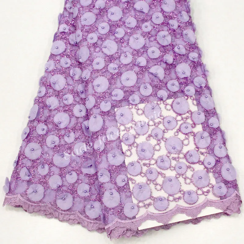 5 3D круглая Высококачественная кружевная ткань, африканская кружевная ткань, самая популярная аппликация, вышитая бисером кружевная ткань для платьев DG026 - Цвет: 5