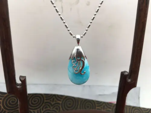 Подвеска из цинкового сплава с натуральными камнями в виде фларимара и