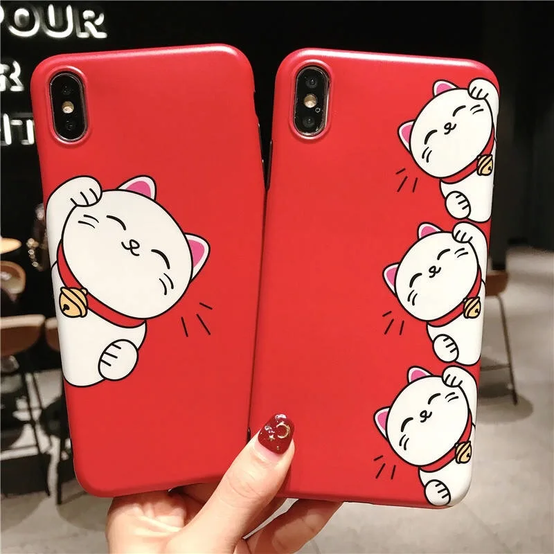 Милый счастливый кот мобильный телефон с мультяшками чехлы для IPhone 8X6 XS 6 S XR MAX 7