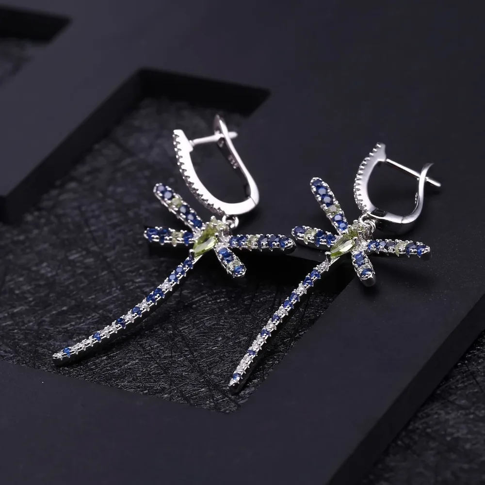 Женские серьги-подвески GEM'S BALLET вечерние сережки из натуральной стрекозы в