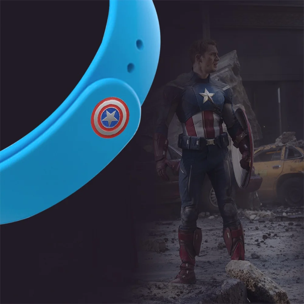 Blue B Новые с принтами "Marvel", "Мстители", браслет для mi Группа 4 ремень для Xiaomi mi группа 4 Nfc умный браслет с силиконовым ремешком для mi Группа 4/3 - Цвет: Blue B