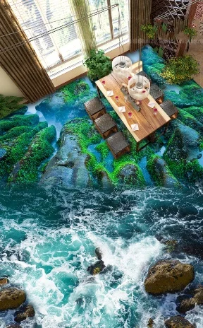 

[Self-Adhesive] 3D Mountain Sea Surfing 4 Non-slip Waterproof Photo Self-Adhesive Floor Mural Sticker WallPaper Murals Print