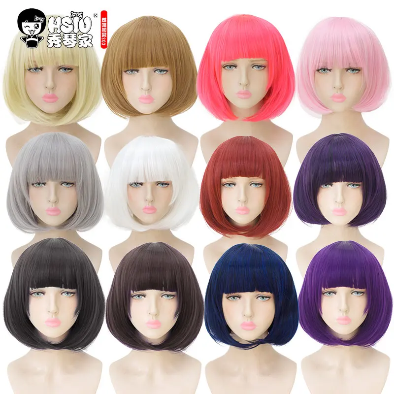 Сю 35 см короткий парик Бобо цвет: черный белый пурпурный синий цвет красный