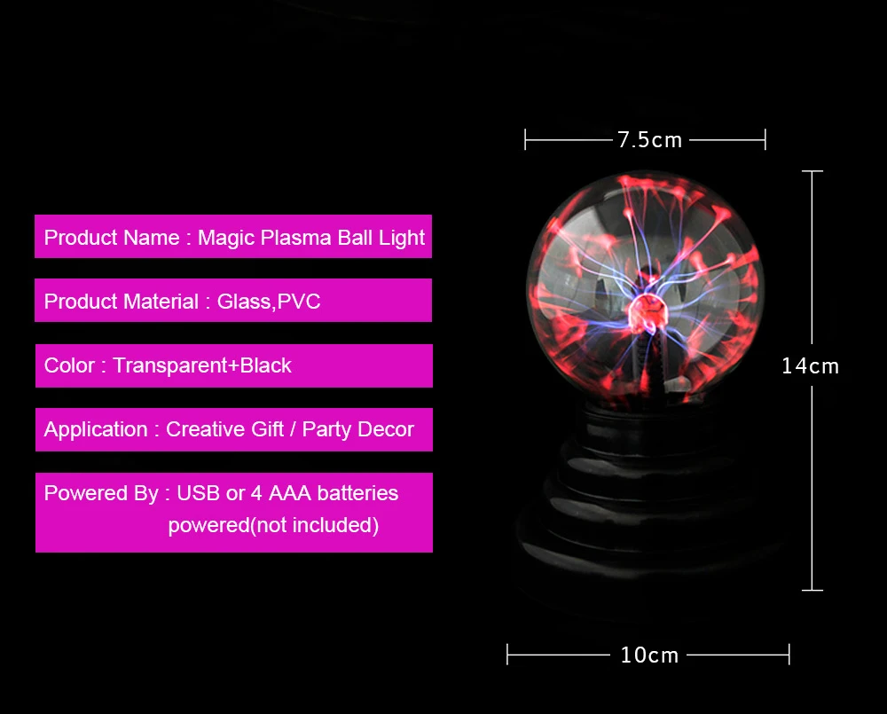Touch Sensor Sphere Magic Plasma Ball Novelty Crystal Ball Lava Lamp Creative Night Light Table Light Kids Gift For New Year
