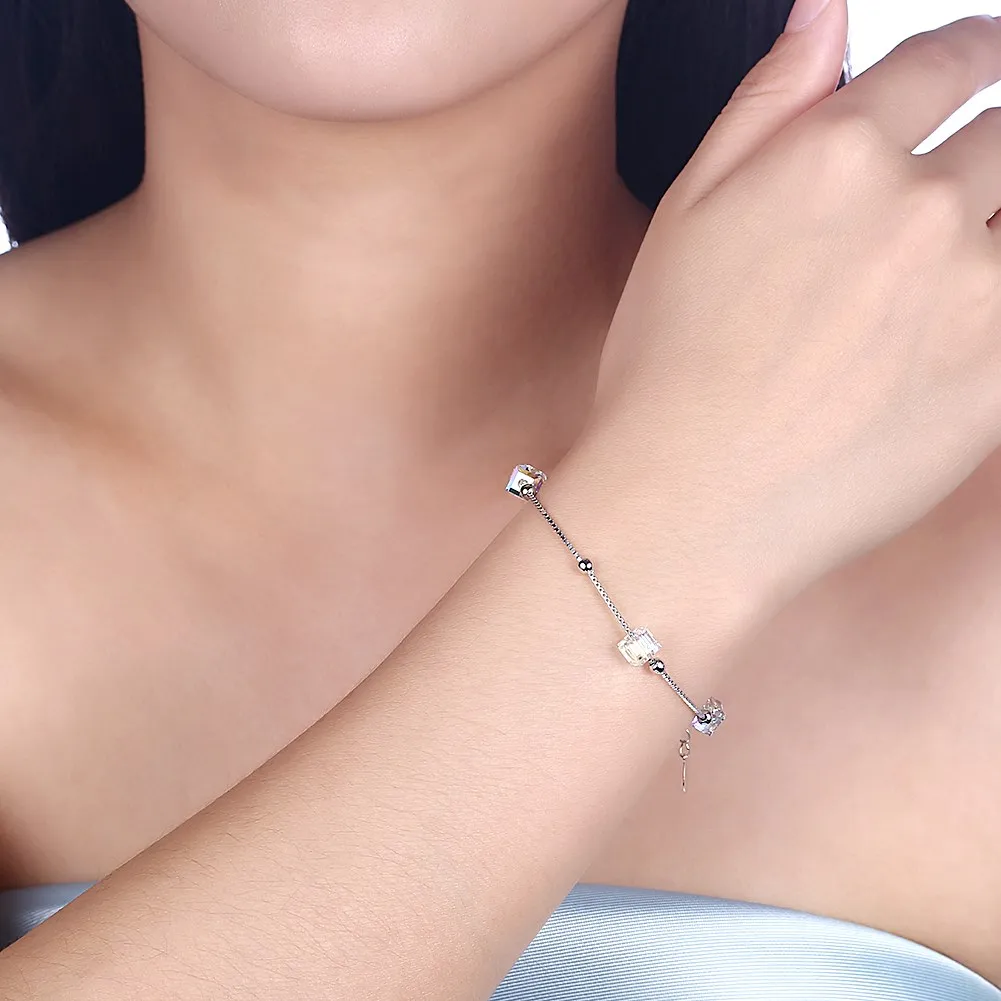 LEKANI кристаллы от Swarovski 925 пробы Серебряный Прозрачный Кристалл квадратный