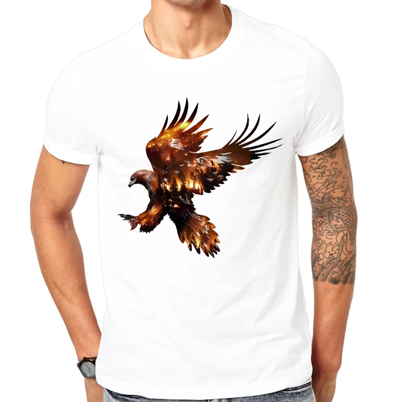 Новинка дизайнерская футболка классная с принтом орла мужская летняя рубашка