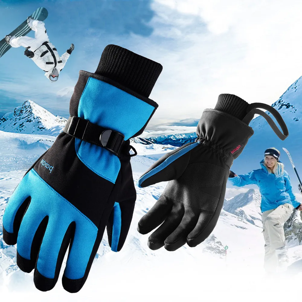 Для мужчин полный пальцы зимние Лыжный спорт перчатки ветрозащитный