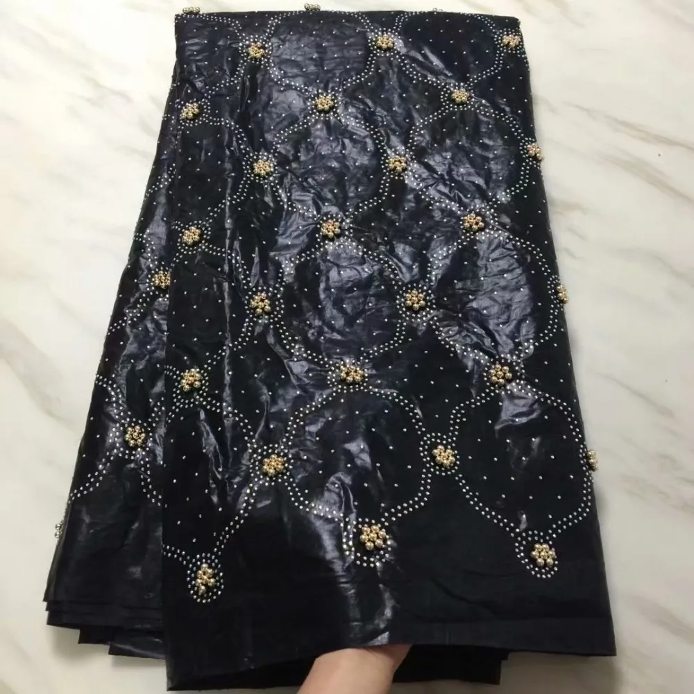 Оранжевая ткань Базен риче с бусинами и камнем 2019 Высококачественная морская