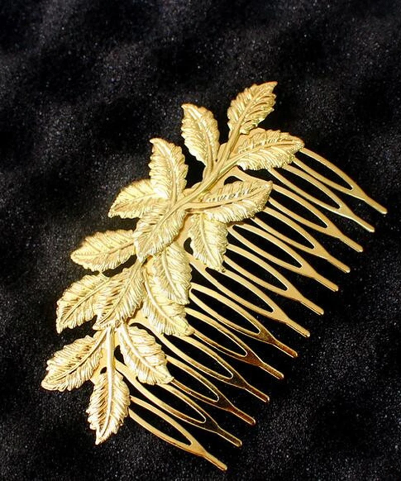 Новые трендовые Золотые листья свадебные волосы расчесывают шпилькой тиара