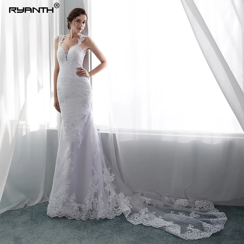 Vestido de novia сексуальные длинные рукава кружевное свадебное платье русалки Новое поступление Vestidos de novia прозрачные длинные свадебные платья