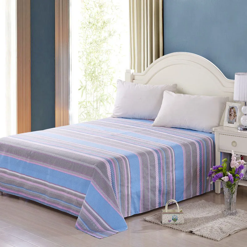 6 DecorUhome постельное белье из хлопка, домашний текстиль, покрывало для кровати, плоский лист, Королевский размер, Полоска, простыня, мягкое теплое постельное белье - Цвет: 6