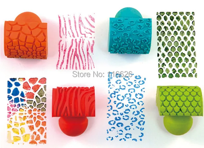 Креативный ручной резиновый штамп с роликом и тиснением, аксессуары для скрапбукинга и декорирования, инструменты для росписи, 4 шт./лот.