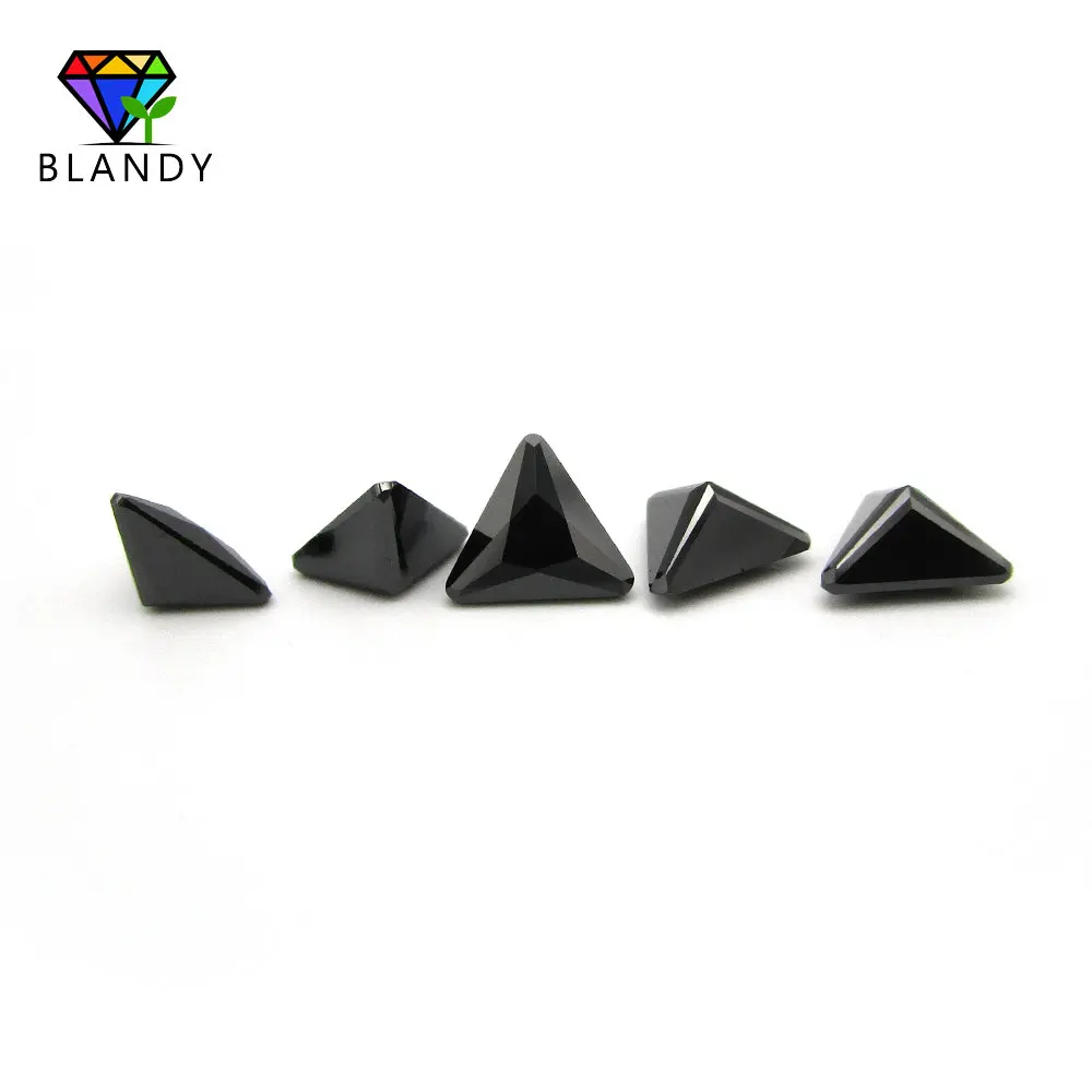 

Factory Price 5*5~8*8mm Triangle Chamfered Shape Black Cubic Zirconia Stone 5A Quality Brilliant Cut CZ Gems For Sale
