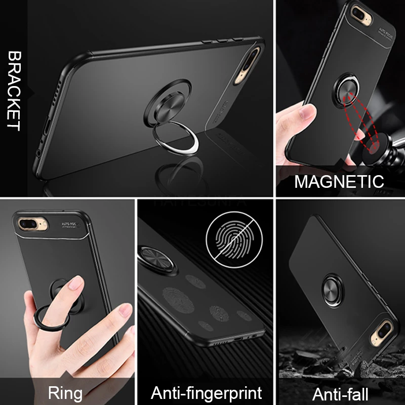 Роскошный магнитный автомобильный бампер с кольцом чехол для iPhone 6 6s 7 8 Plus