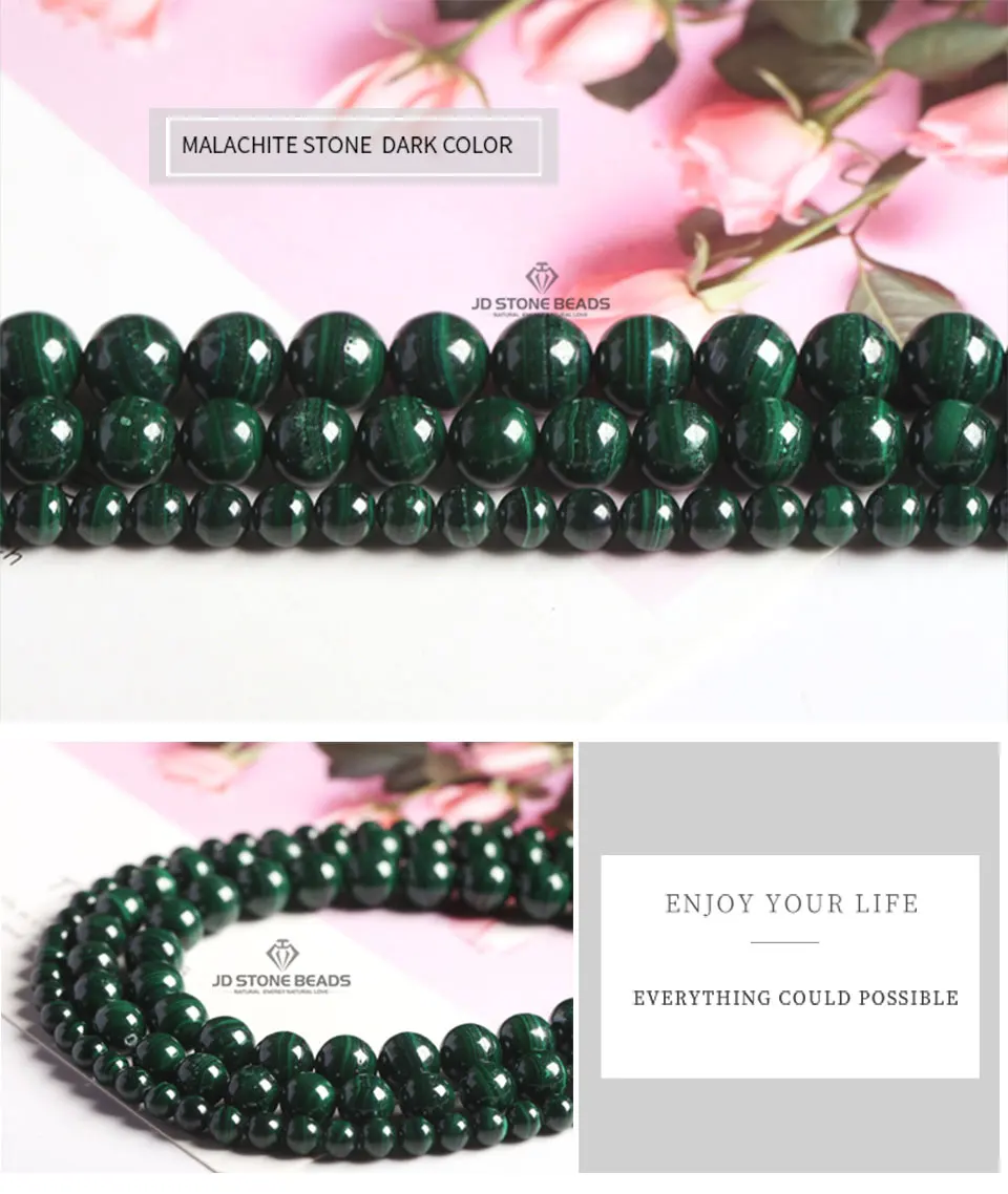 Natural Malachite Beads Dark Green Color 4 6 8 10mm Pick Size Semi-precious stones Accessories For Jewelry Making