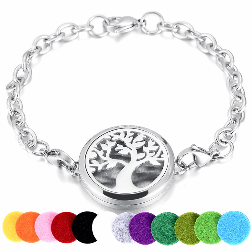 

Tree of Life Aromatherapy Essential Oil Diffuser Bracelet Locket Bangle