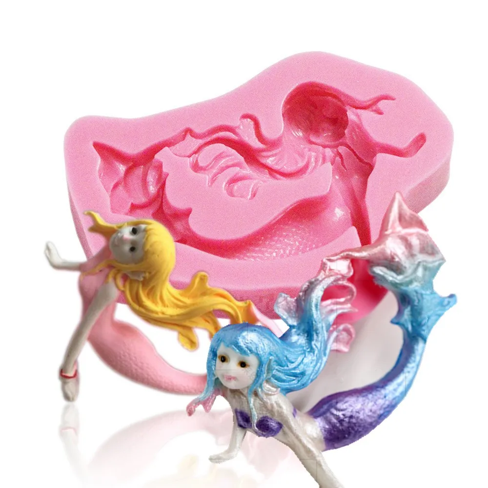 3D Фея Русалка Силиконовые Формы Торт Шоколадные конфеты Помады резак Мыло