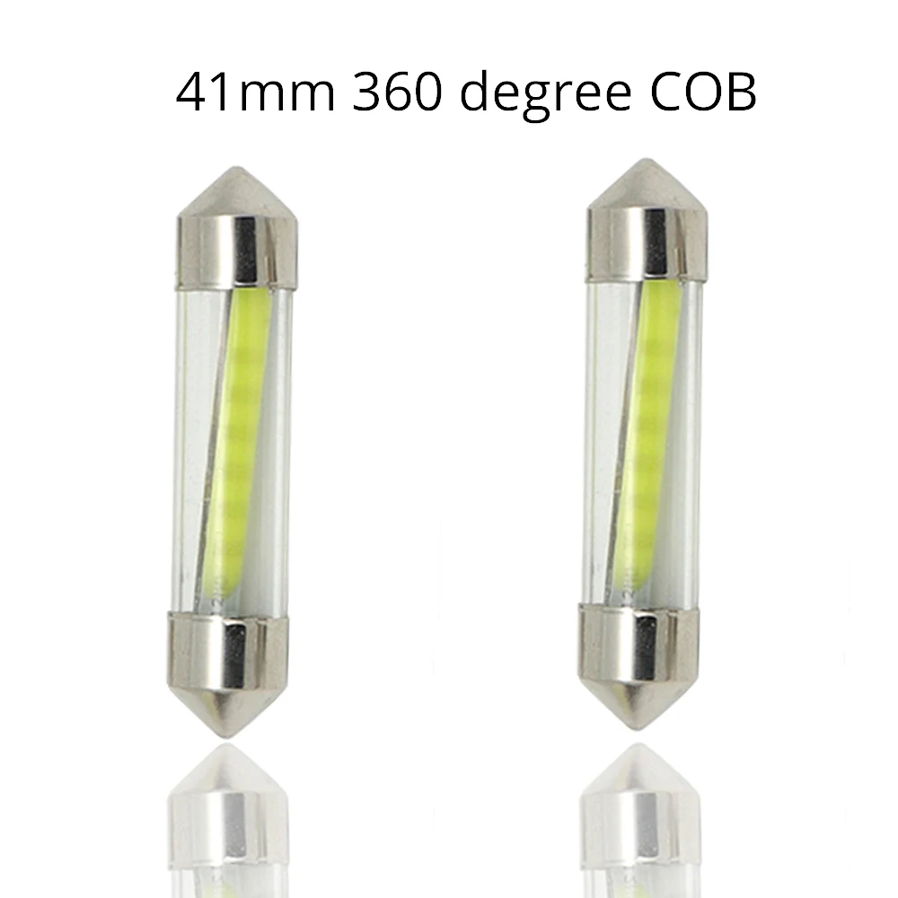 White 41mm Гирлянда, 360 градусов, светодиодный светильник для автомобиля, белый c5w, 31 мм, 36 мм, 39 мм, 41 мм, светильник для чтения, купольная лампа для номерного знака, автомобильная лампа для номерного знака - Испускаемый цвет: White 41mm