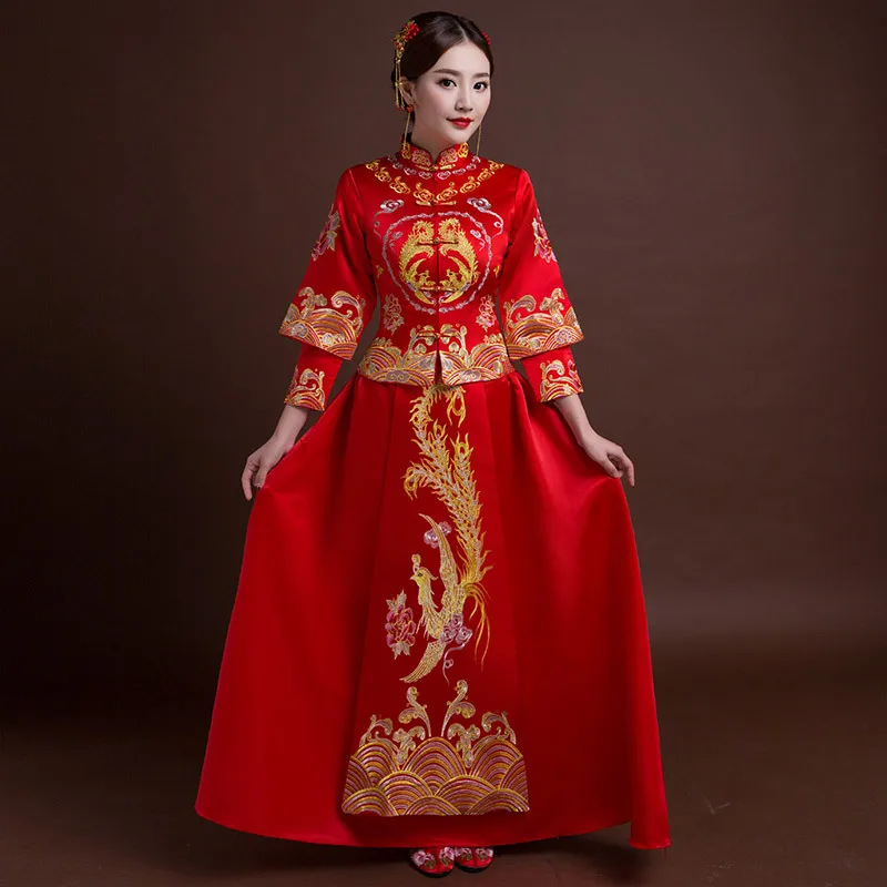 

Китайское традиционное платье Ципао размера плюс 4XL с вышивкой, восточные платья, свадебные платья, халат, vestido chino