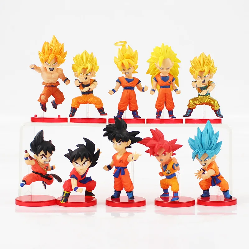 No Color Box 10 шт./партия Dragon Ball Z Goku фигурка игрушки Сон Гоку Супер Саян бог синий WCF детство модель игрушки Аниме детский подарок - Цвет: No Color Box