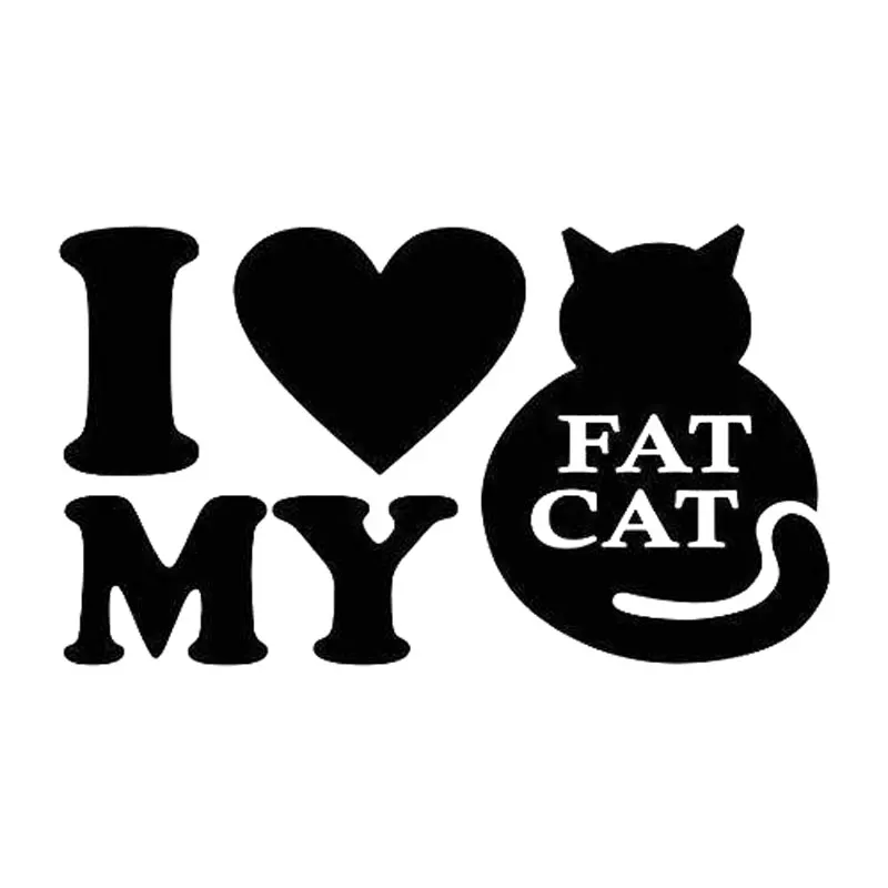Виниловая наклейка с надписью I Love My Fat Cat 14 х8 см | Автомобили и мотоциклы