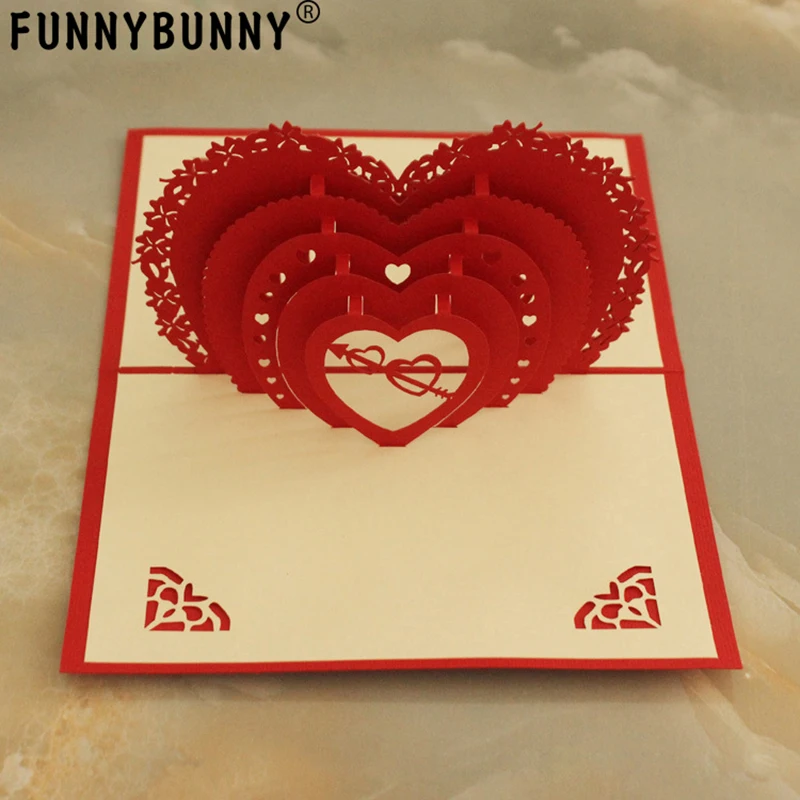 FUNNYBUNNY 3D романтические поздравительные открытки взаимная любовь сердце с