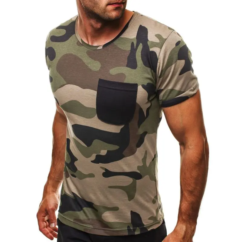 2018 New Arrival Summer Camo T-Shirts Men's Slim Fit O Neck Short Sleeve Muscle Tee Shirts Casual T-shirt Tops Plus Size M-2XL | Мужская