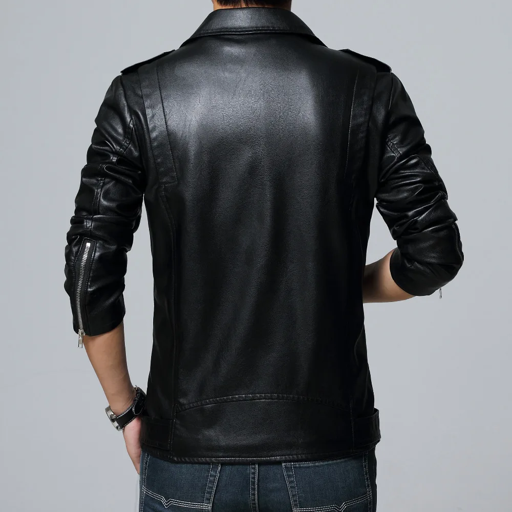 LONMMY Leather jacket men Oblique zipper PU Suede windbreaker mens leather coat Outerwear Slim fit Red 2018 Autumn Spring | Мужская