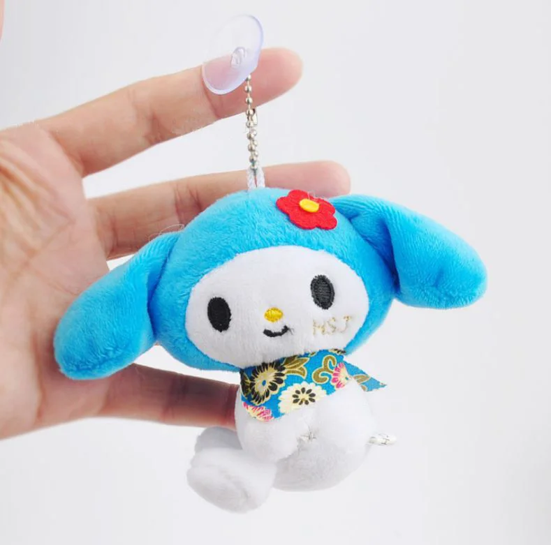 Синий 1 шт. Kawaii My Melody плюшевые брелоки кольцо для ключей мультяшный кролик мягкие плюшевые игрушки - Цвет: Синий