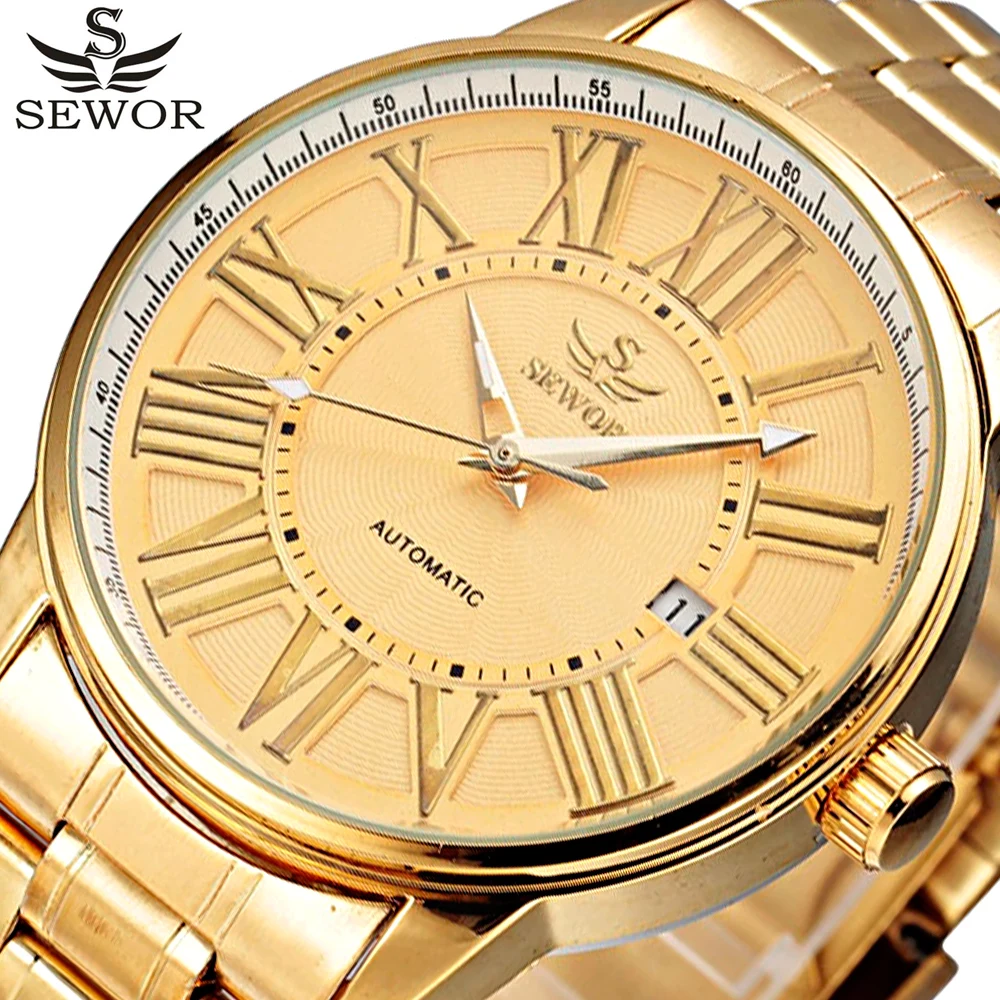 Мужские автоматические механические часы из нержавеющей стали с