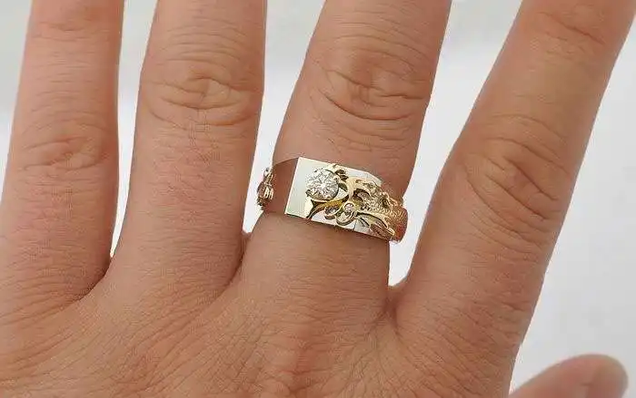 

0.25CT CHINA LONG 18K White Gold Simulate Diamond Engagement Gold Ring For Man Jewelry AU750 Gold Wedding Band Ring in Gold 18K