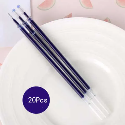 20 шт./компл. заправляемая ручка подпись стержни для ручек 0,38mm цвета — красный, синий, черный чернила - Цвет графита: 20Pcs blue