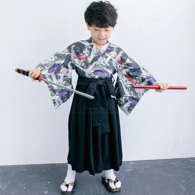 Cosplay Kimono Kids baby Japanese Children Clothing Halloween Samurai boy Teens Bathrobe Coat Y596 | Детская одежда и обувь