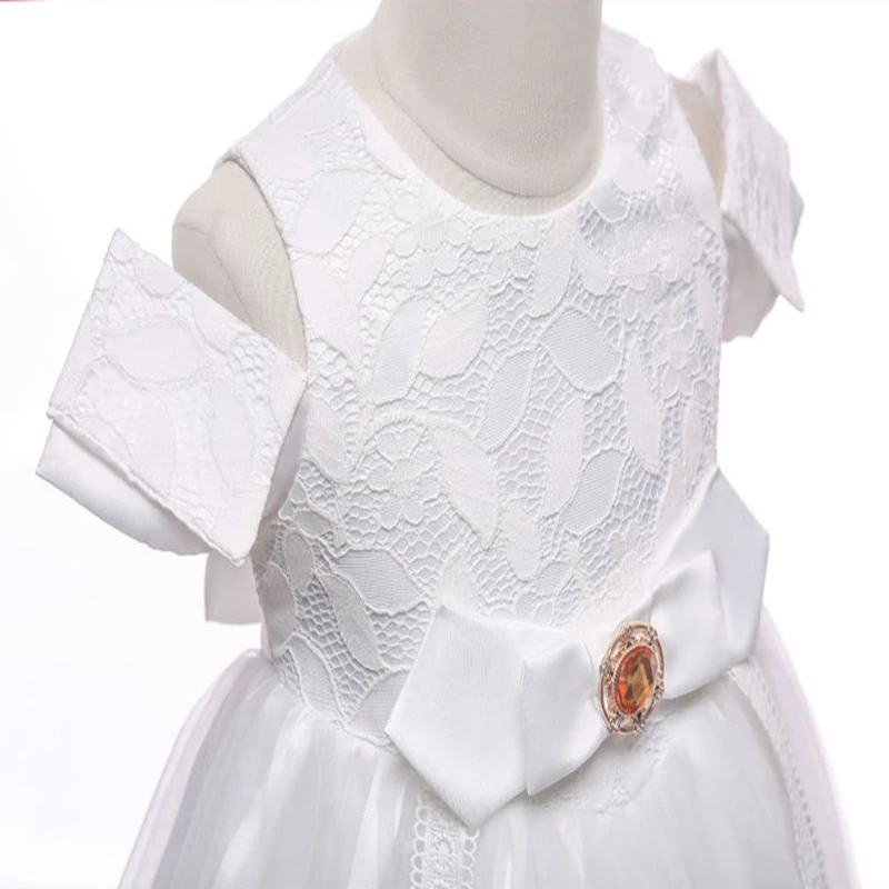 Girls bow dress princess performance fluffy sleeveless mesh hosted catwalk costume girls summer wear | Детская одежда и обувь