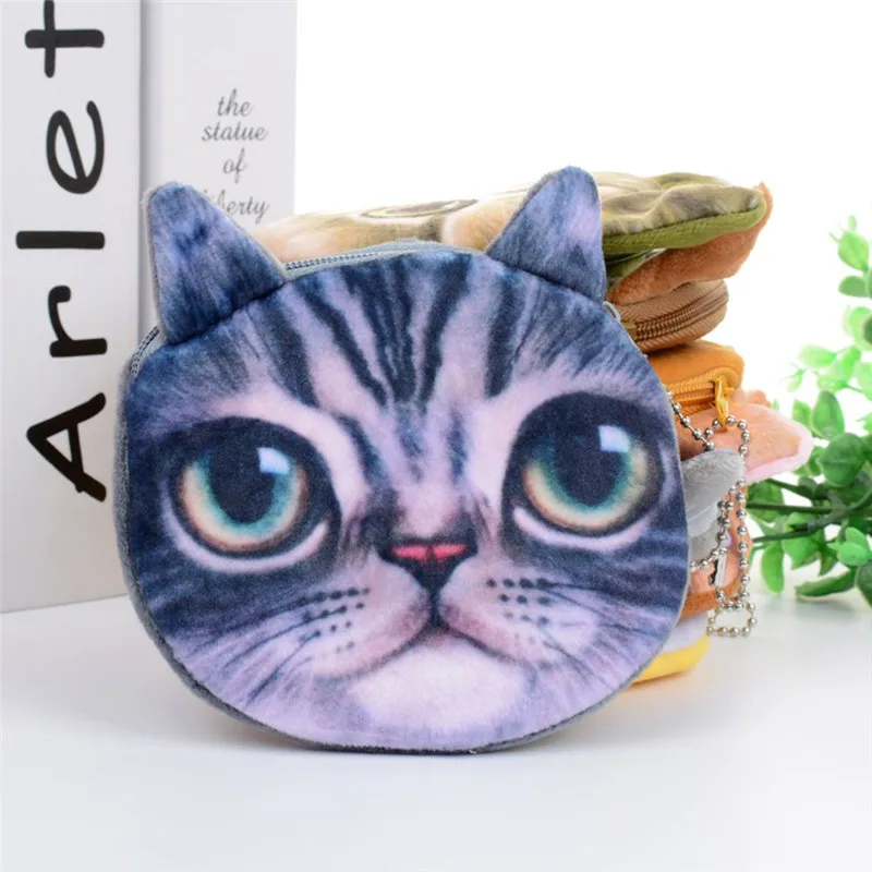 4 Горячая Распродажа, милый кошелек на молнии с мордочкой животного, 3D мини-кошелек с кошкой, собакой, унисекс, сумка, мягкий плюшевый Детский кошелек - Цвет: 4