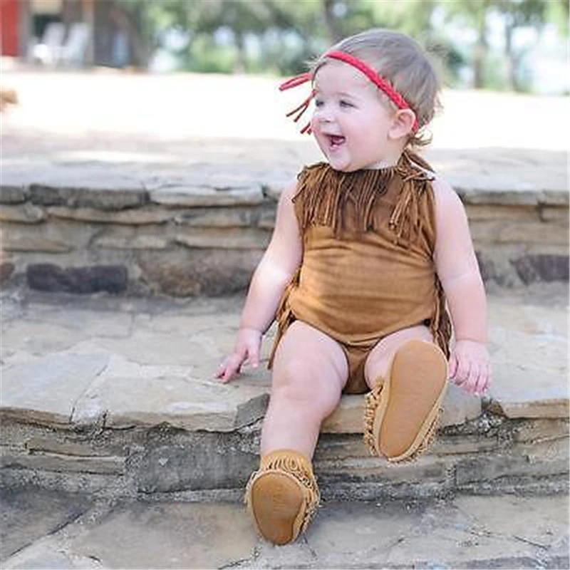 Детский замшевый комбинезон с кисточками для младенцев 0 24 месяцев|newborn girl rompers|baby