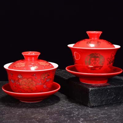 Jingdezhen свадебная керамическая цветная глазурованная чаша для чая китайская кунг