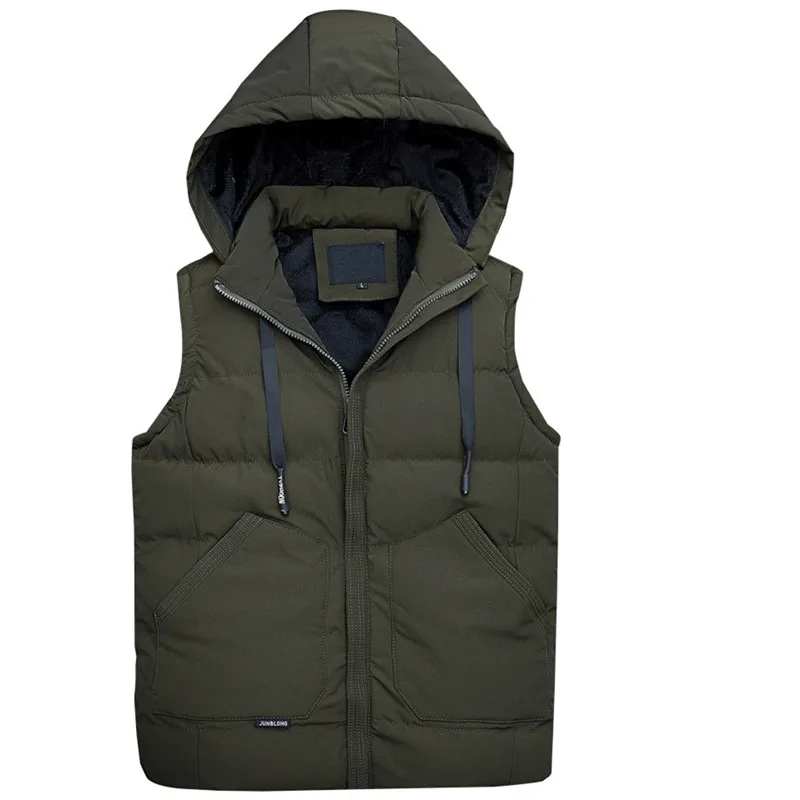 

2018 Men Solid Casual Velvet Vest Outerwear Stand Collar Zipper Thick Warm Winter Detachable Hooded Sleeveless Coat Jacket M-3XL