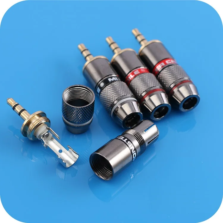 High-grade gold-plated 3.5mm audio head welded head stereo plug dual channel male plug 3.5mm snake king plug