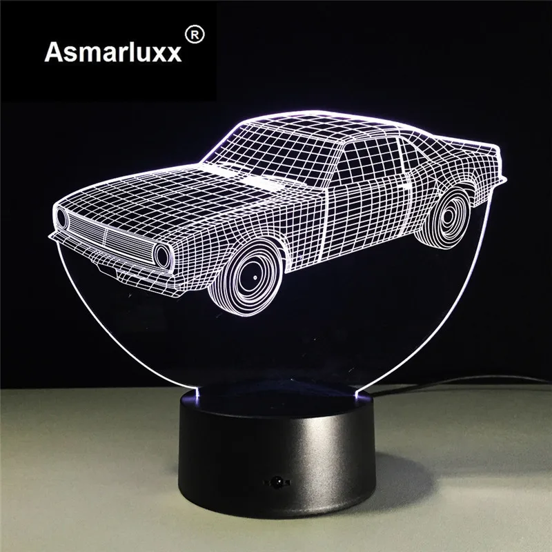 Крутой автомобиль 3D иллюзия светодиодный ночсветильник красочная акриловая