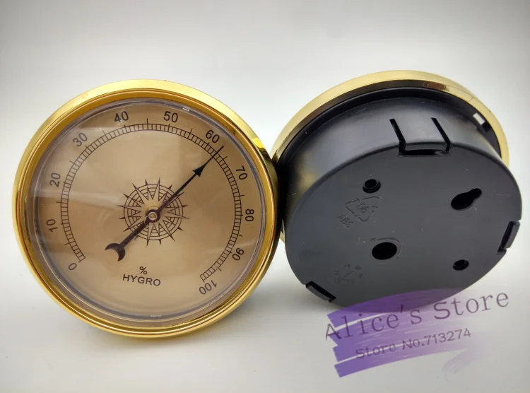1 шт. 66 мм круглый аналоговый гигрометр для сигар Humidor Gold Plasitic для портсигар аксессуары для курения табака