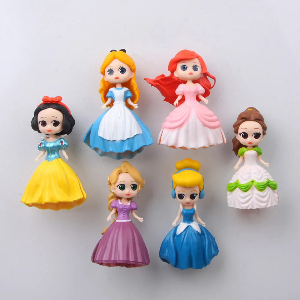 Type C(6pcs) Frozen Fridge Magnets 3d People Souvenir Mermaid Snow White Princess Aisha PVC Magnetic Sticker Kids Fridge sticker Decora - Цвет: Type C(6pcs)