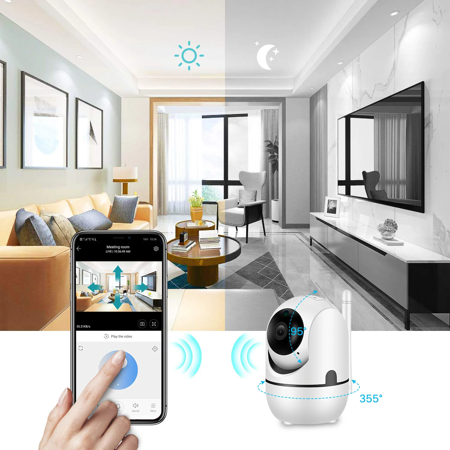 Besder 1080P Автоматическое отслеживание PTZ AI IP камера WiFi Облачное хранилище CCTV домашнее наблюдение IP камера WiFi Двухсторонняя Аудио Сигнализация Движения